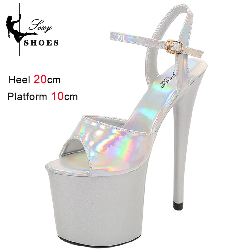 Women Sexy Show Sandals 20 CM High Heels Sexy Platform Color Sandals Girls 8Inch Super High Heels Shoe for Party Club Stripper