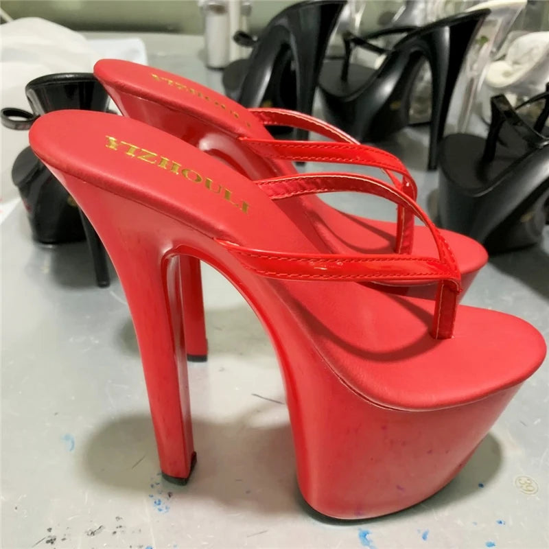 I colori alla moda possono essere personalizzati Infradito da principessa da 15-20 cm, tacchi da discoteca sexy, estate, pantofole a spillo da 6-8 pollici