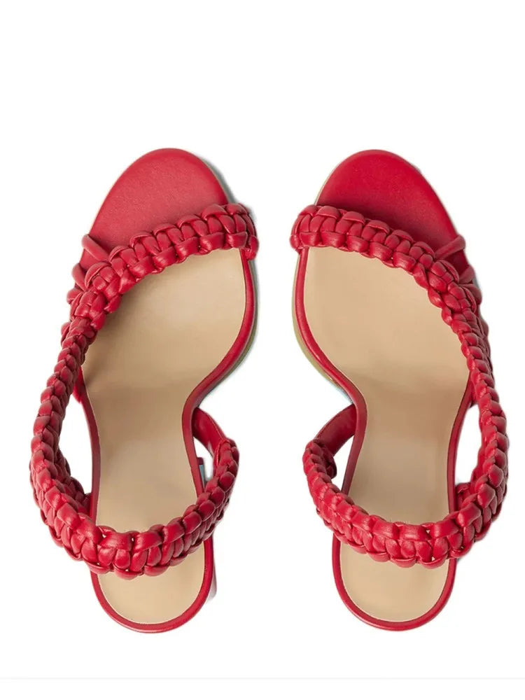 Sandali Estivi da Donna con Tacco Alto Intrecciati, Stile Europeo e Americano, Moda Runway Plus