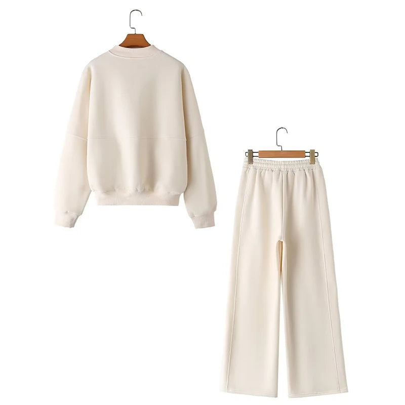 Abito caldo per le donne Pantaloni sportivi Set Inverno 2 pezzi Giacca e pantaloni in pile spesso con cerniera Set Tuta da donna in velluto per le donne