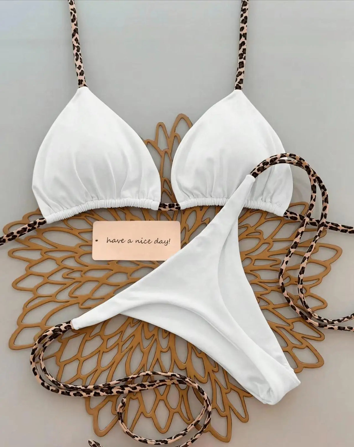 Sexy Bikini Women's Swimsuit Strap Halter Neck Triangle Cup Beachwear Pure Color Cheeky Two Piece Swimsuits Bathing Swimwear