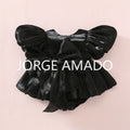 Completi Estivi Coordinati per Gemelle, Body a Maniche Corte con Grande Fiocco, Abiti Principessa con Schiena Scoperta, Abbigliamento per Bambine H0404