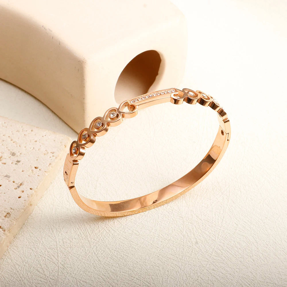Bracciale in Acciaio Inossidabile con Zirconia Gioiello Semplice