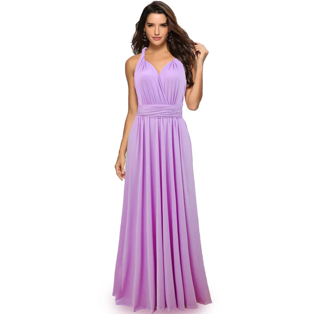 Abito formale da donna elegante da sera lungo con scollo a V profondo abito convertibile multistrato maxi abiti greci abito da festa di nozze