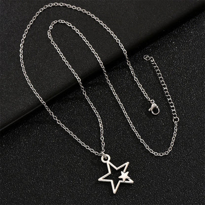 La più nuova moda tibetana cava doppia stella pendente collana girocollo fascino cordoncino in pelle nera prezzo di fabbrica gioielli fatti a mano regali