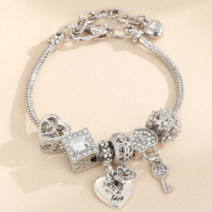 1PC Moda Donna Multi Elemento In Rilievo Love Pan Famiglia Bracciale Accessori di Gioielli Spogliatoio Quotidiano Festa Regalo di Festa -005