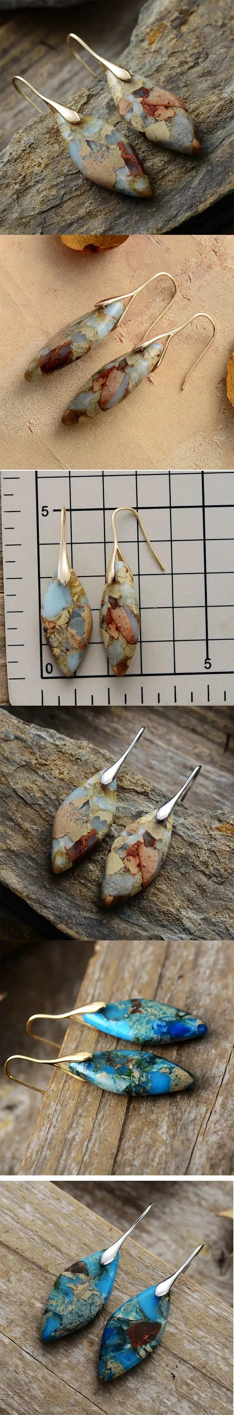 Minimalismo alla moda Diaspri dell'imperatore naturale pendenti Orecchini pendenti da donna Regali etnici eleganti per le vacanze