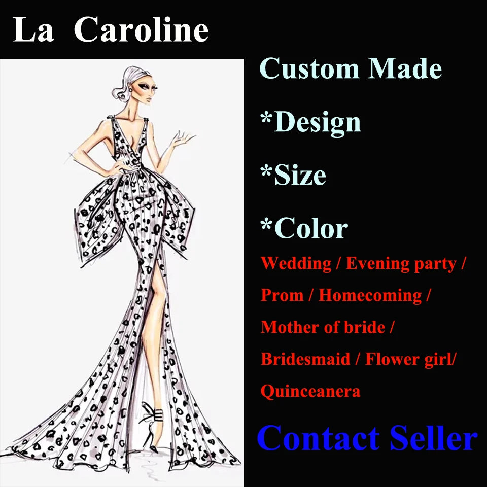 Caroline Bling Paillettes Abiti da ballo per le donne Pieghettato Fiori 3D Dubai Abito da sera formale Vestido De Formatura Personalizzato