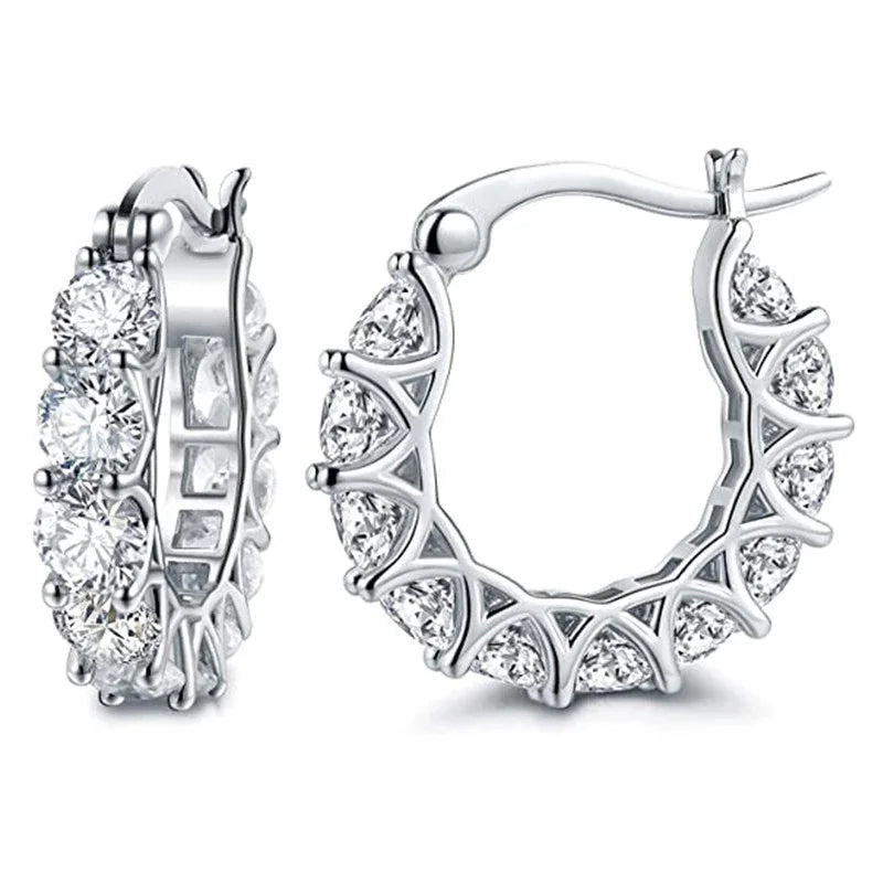 Huitan Orecchini a cerchio da donna unici intarsiati con zirconi brillanti Accessori speciali alla moda Gioielli per la festa nuziale quotidiana