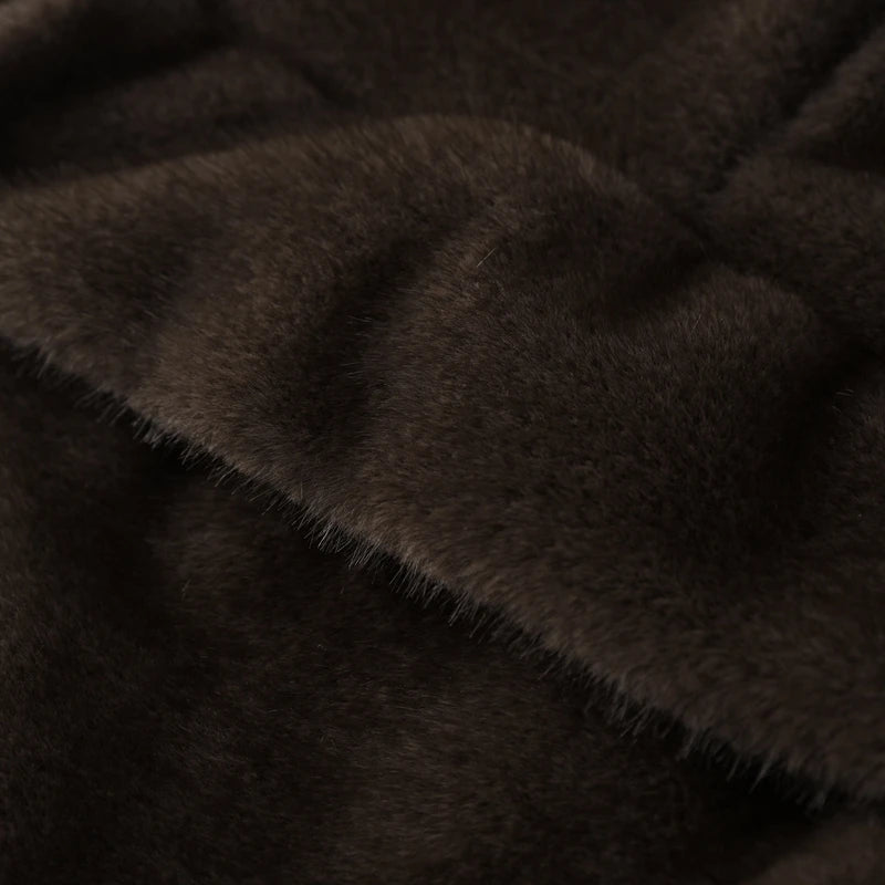 Cappotto da donna in pelliccia sintetica marrone con cappuccio Giacca da tasca a maniche lunghe di lusso oversize Lady 2025 Autunno Inverno Chic Street Capispalla