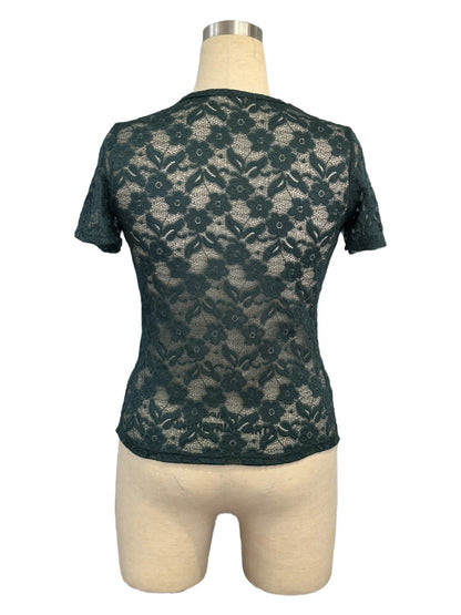 Summer Women's Lace T-shirt V-neck Hollow Sexy Black Flowers Slim White Basic Hot Girl Versatile Top for Female