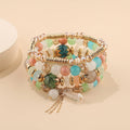 4 pezzi nuovo set di braccialetti con perline con ciondoli e nappe per donna, bracciale a catena con perline di vetro colorato, gioielli bohémien da uomo