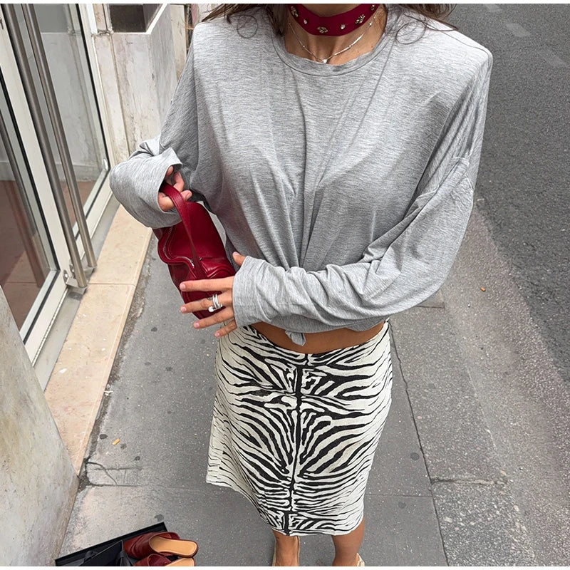 Gonna midi a righe zebrate da donna, a vita alta, dritta, elegante, aderente, casual, lunga, 2026, outfit moda street estivo e autunnale