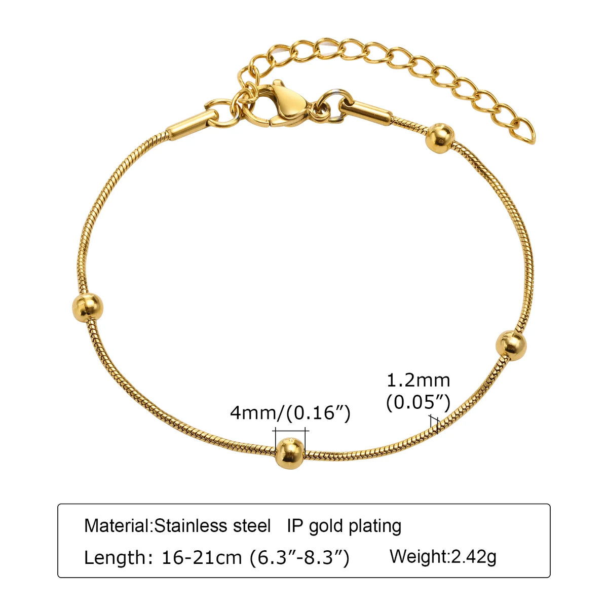 Bracciale in Acciaio Inossidabile Placcato Oro, Non Ossida, Impilabile per Donne, Sottile Catena a Spina di Pesce, Gioiello Impermeabile, Regalo