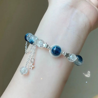 Opale Sea Blue Treasure Bracciale in cristallo al chiaro di luna Bracciale elastico di lusso leggero per ragazze Accessori per gioielli di moda da donna