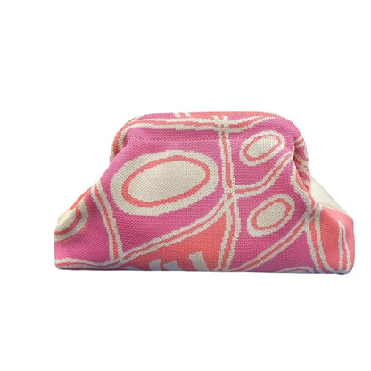 Borsa con clip lavorata a maglia alla moda versatile di grande capacità adatta per borse portaoggetti Nuova pochette modello di fascia alta