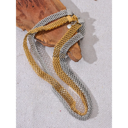 Yhpup Collana a collo largo con catena cubana in metallo impermeabile in acciaio inossidabile Colore oro argento Regalo di gioielli con texture alla moda