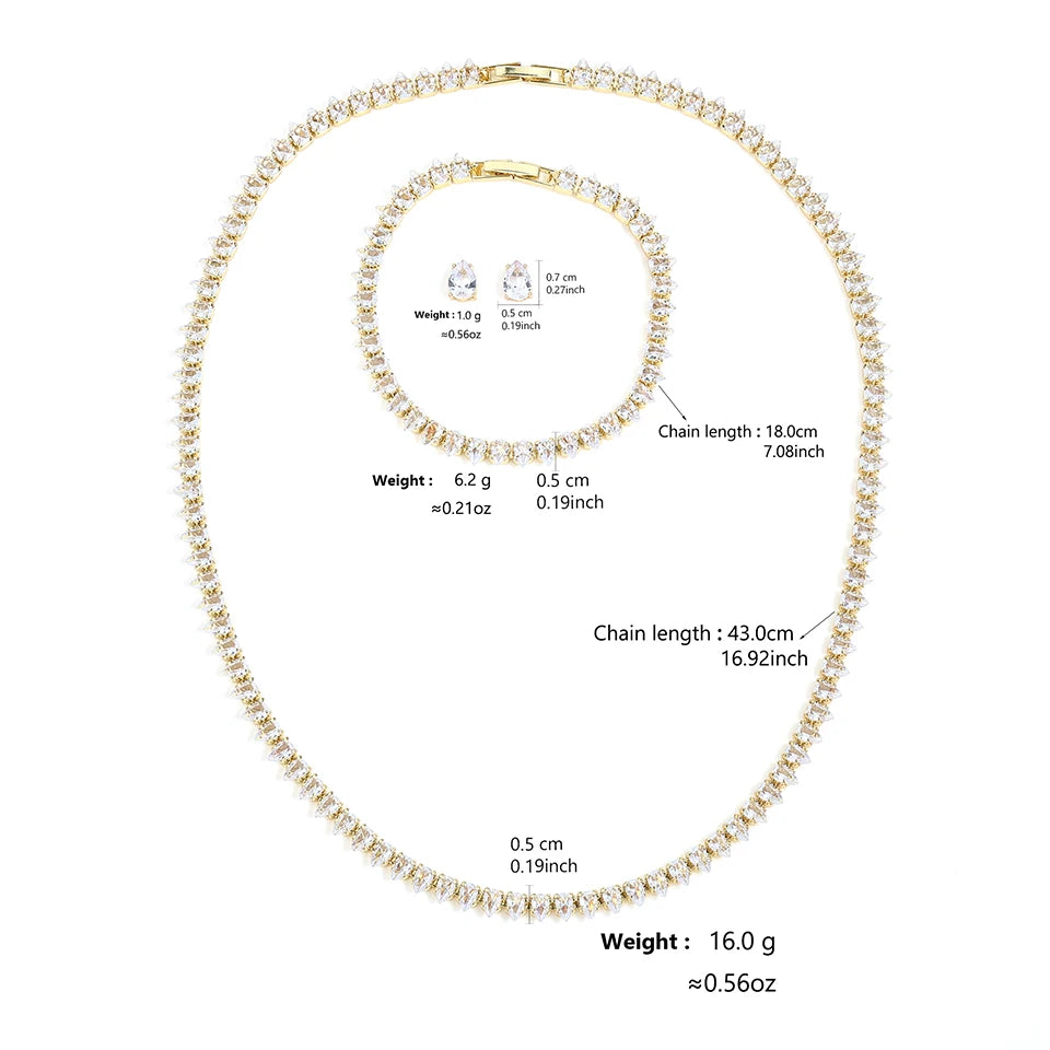 ZAKOL Gorgeous Buling AAA Clear Round Cubic Zirconia Collana da sposa Orecchini Set di gioielli da festa per le donne