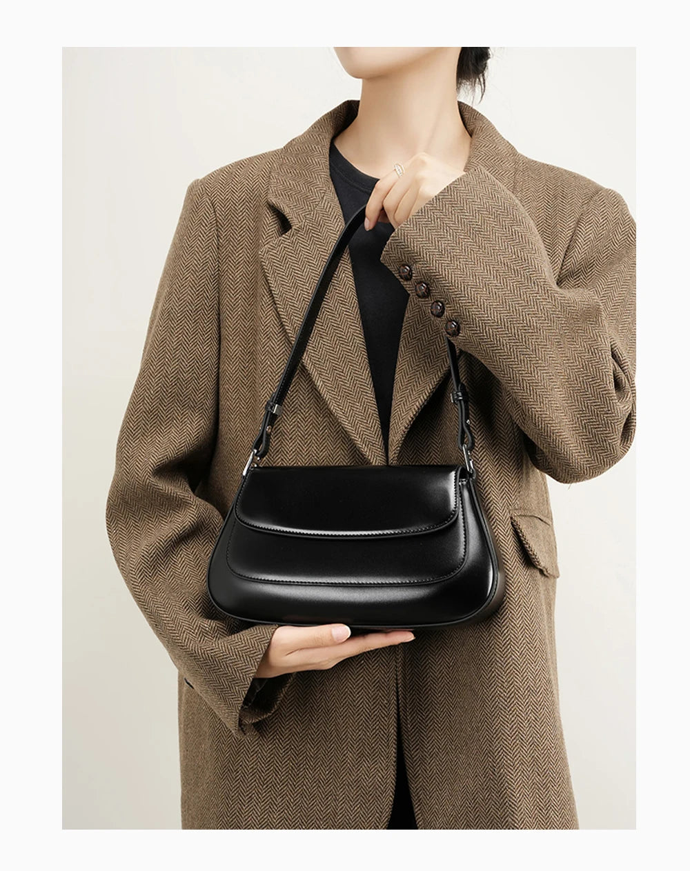 Borse di lusso Zency per donna, in vera pelle, stile francese, borsa a tracolla estiva da donna, borsa a spalla, borsa a tracolla sottobraccio.