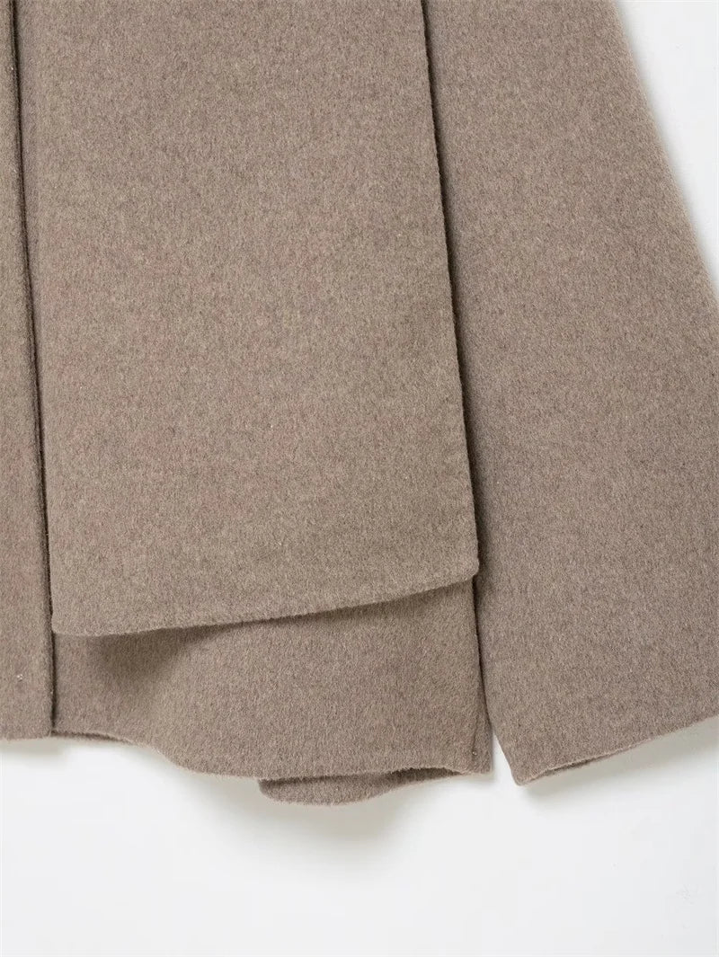 Cappotto da Donna 2026 Nuova Giacca Corta Invernale Autunnale alla Moda con Sciarpa Decorativa, Capispalla Elegante e Chic per Signora