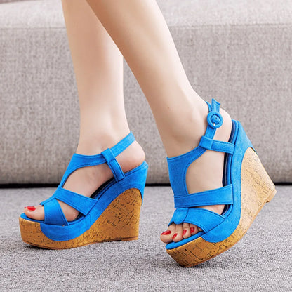 Sandali con plateau Summer Fashion Women Bohemia Style tacco alto bocca di pesce Peep Toe zeppe scarpe per le donne Sandalias De Mujer