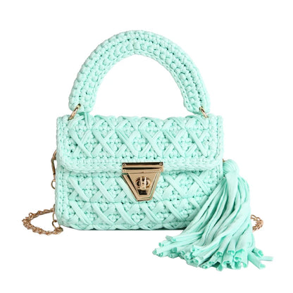 Borsa a Mano da Donna in Maglia Uncinetto, Borsa a Spalla Artigianale in Filato Intrecciato, Borsa Grande Capacità per Spiaggia, Vacanze Estive, Shopping e Viaggi