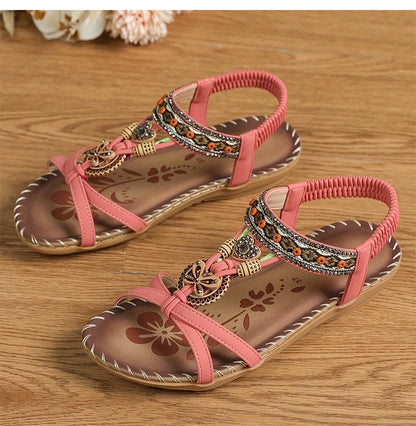 Sandali da donna Sandali estivi stile Boemia Donna Fondo morbido Sandali con tacco basso Scarpe da donna Scarpe antiscivolo Calzature estive