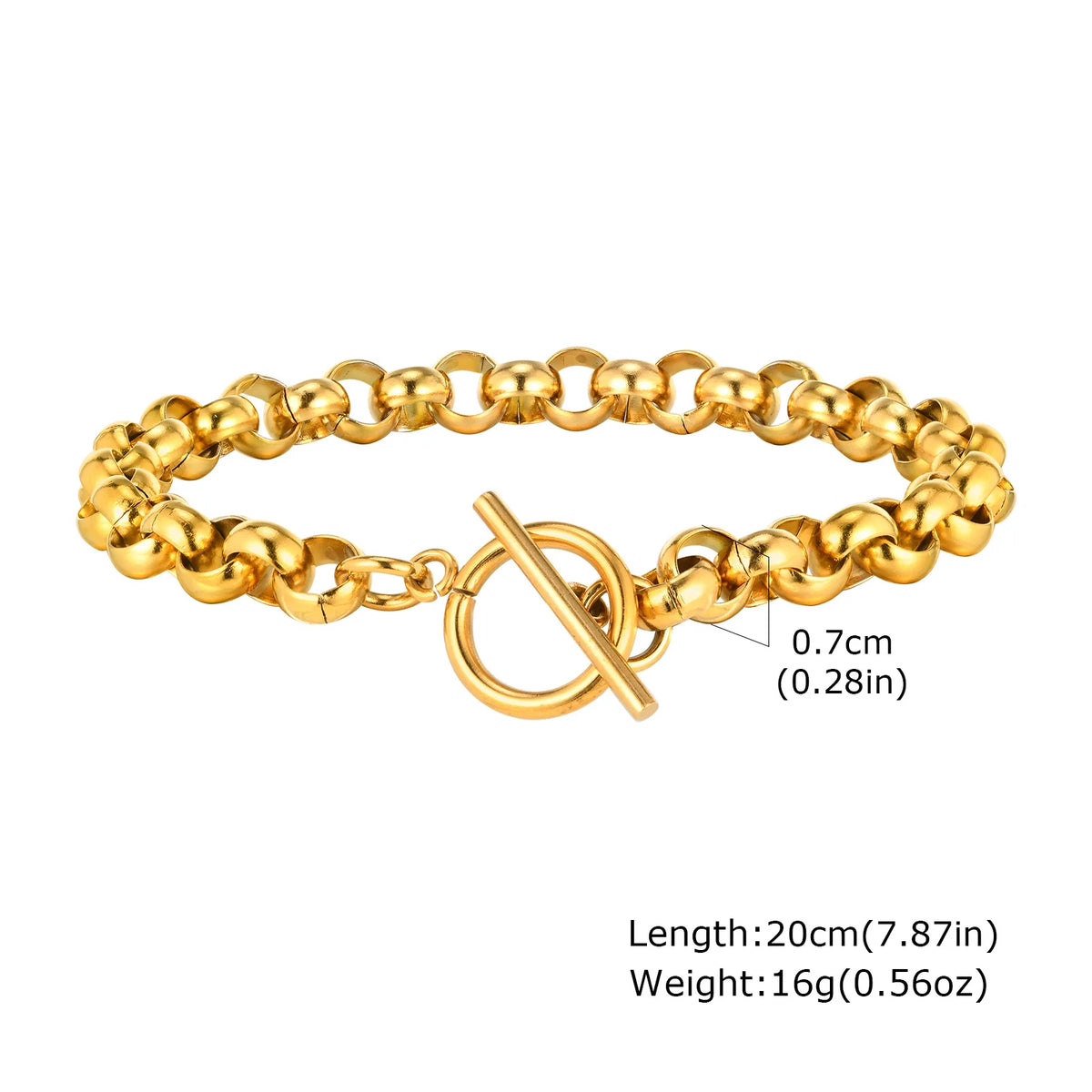 Braccialetti a ginocchiera robusti e audace da donna, bracciale a catena a maglie con fibbia OT in acciaio inossidabile placcato oro senza appannamento