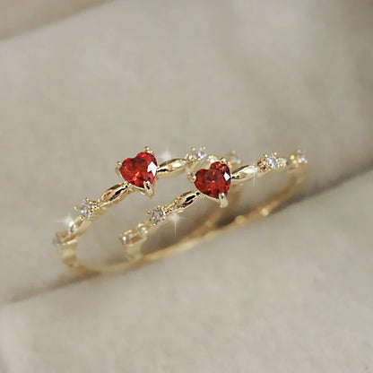 Huitan Squisito Rosso Amore CZ Proposta di Fidanzamento Anelli per Le Donne Fascia Sottile Estetica Gioielli di Moda Femminile Fantasia Regalo di Compleanno