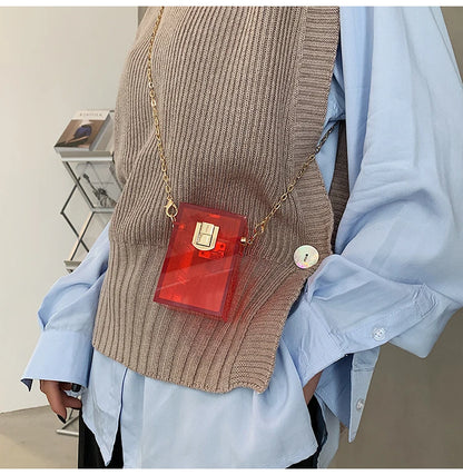 Borsa rossa con bocca in metallo moda per donna borse a tracolla in oro di alta qualità Designer borsa a tracolla scavata borsa da pranzo carina