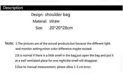 Borsa a tracolla da spiaggia in paglia estiva da donna fatta a mano borsa a tracolla con coulisse cava intrecciata borsa da viaggio con Design femminile di moda lavorata a maglia