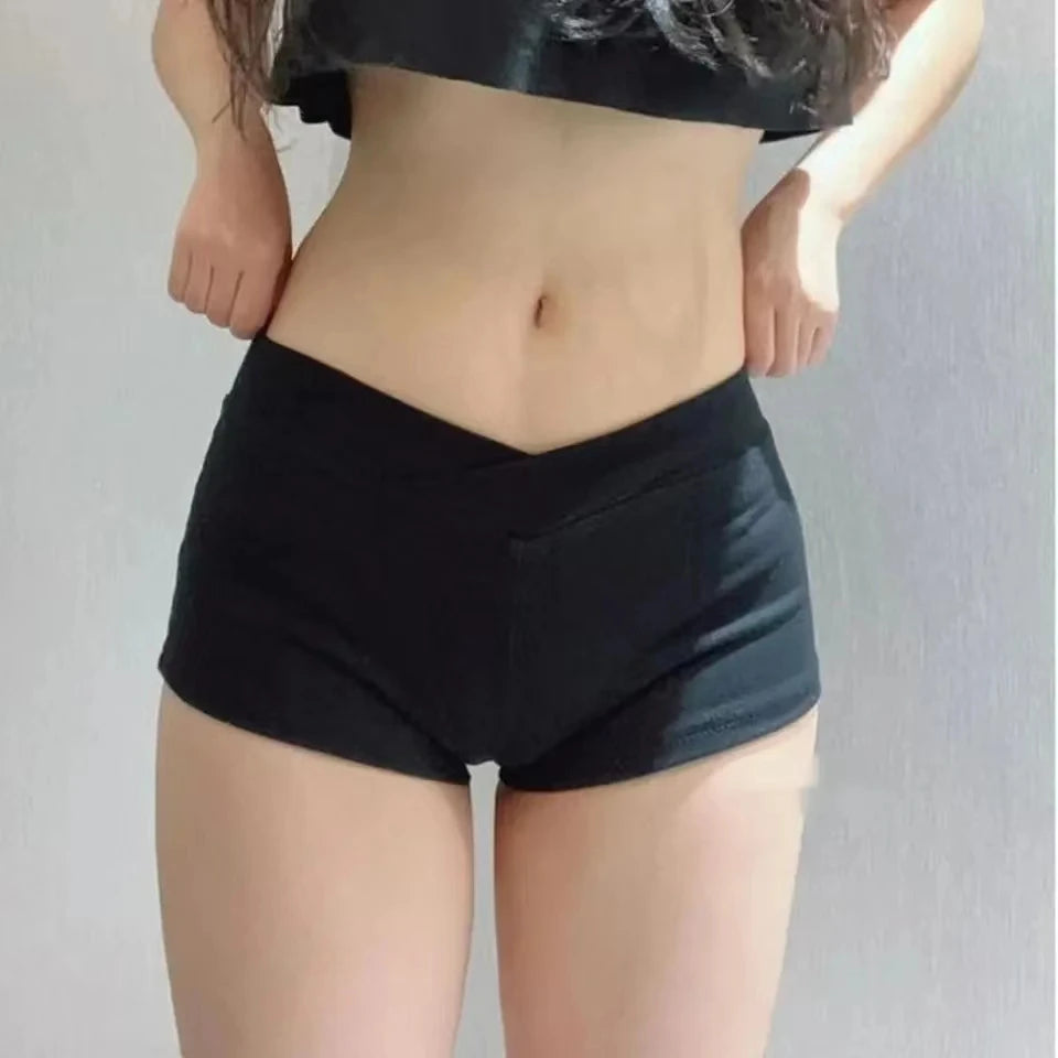 Pantaloncini Sportivi Casual Ultra Corti Neri Semplici da Donna per Danza, Fitness e Corsa, Estivi, Attillati, a Vita Bassa, Sexy, Stile Coreano