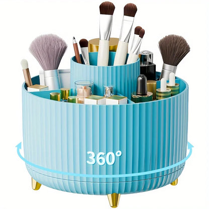 Organizzatore di scatole di immagazzinaggio cosmetici da tavolo per trucco girevole di grande capacità per il bagno Portapenne portatile per pennelli per trucco per rossetto