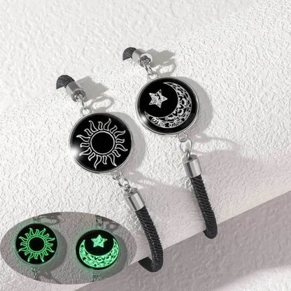 Braccialetti romantici per coppia di sole e luna luminosi per donna Uomo Bracciale coordinato con corda intrecciata fatta a mano Regali di gioielli per San Valentino