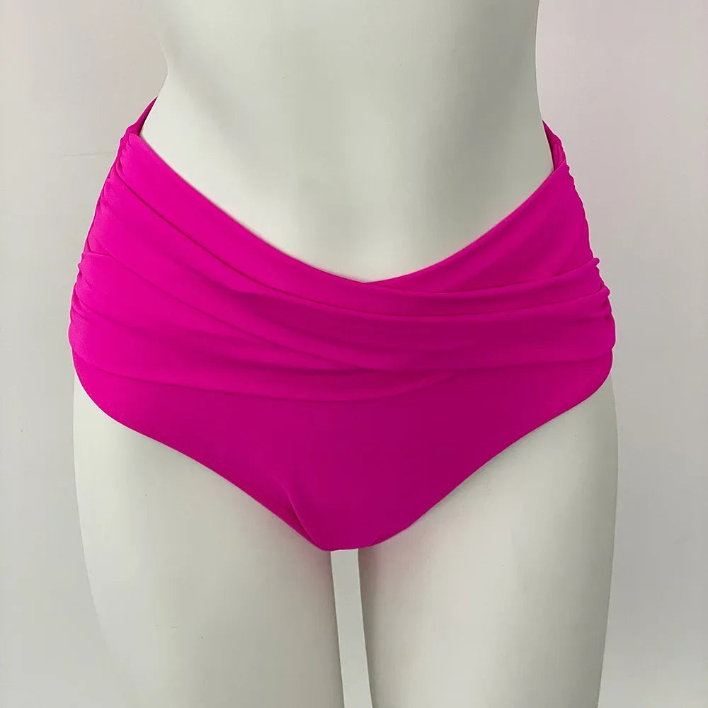 swimsuit ladies Women's High Waist  Bikini Sets Sporty Two Piece Swimsuits Solid Colors High Cut Bathing Suits Women Bikini Sets