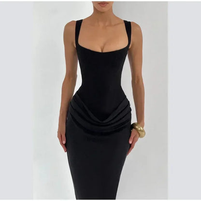 Mini abito da donna con scollo a V e scollo all'americana senza schienale Moda senza maniche a vita alta Abiti aderenti 2025 Nuova estate Lady Party Holiday Robes