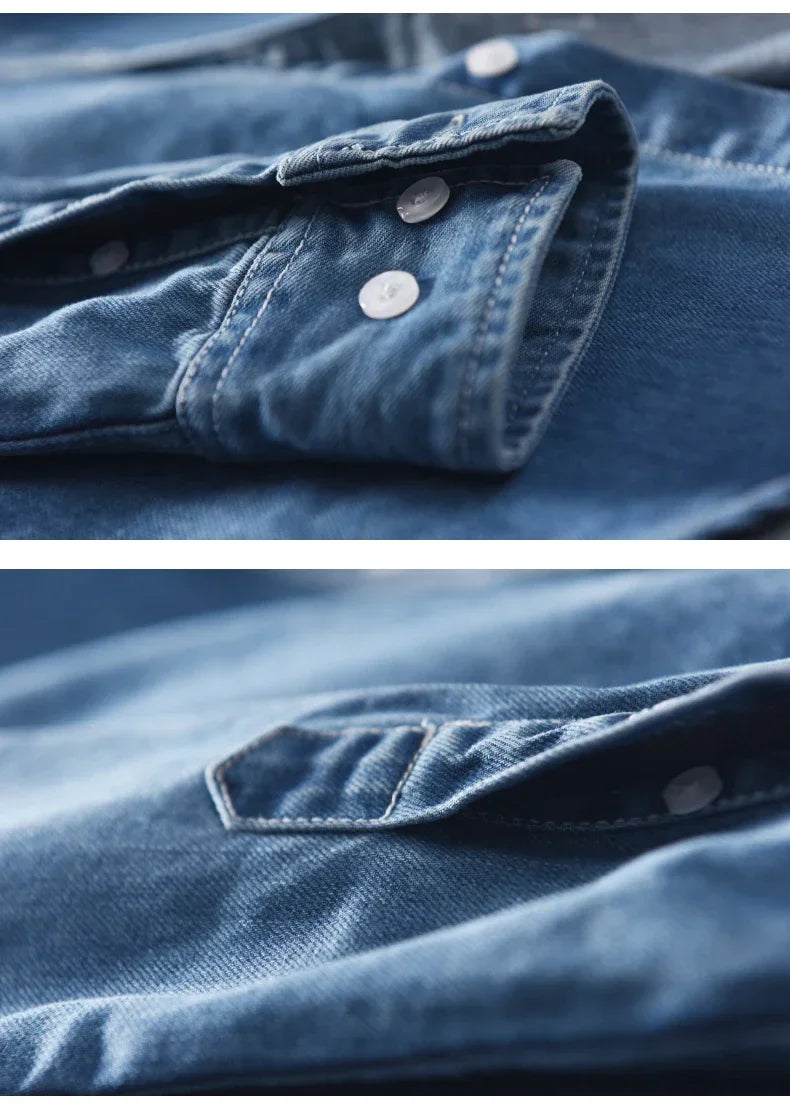 100% cotone autunno nuova camicia di jeans a maniche lunghe uomo moda casual High Street abbigliamento maschile Top classico azzurro nero grigio