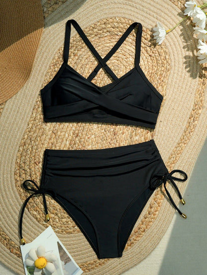 2026 Strappy High Waist Bikinis Padded Swimsuit Women Sexy Swimwear Female Bathers Bathing Swimming Swim Suit Beachwear XL