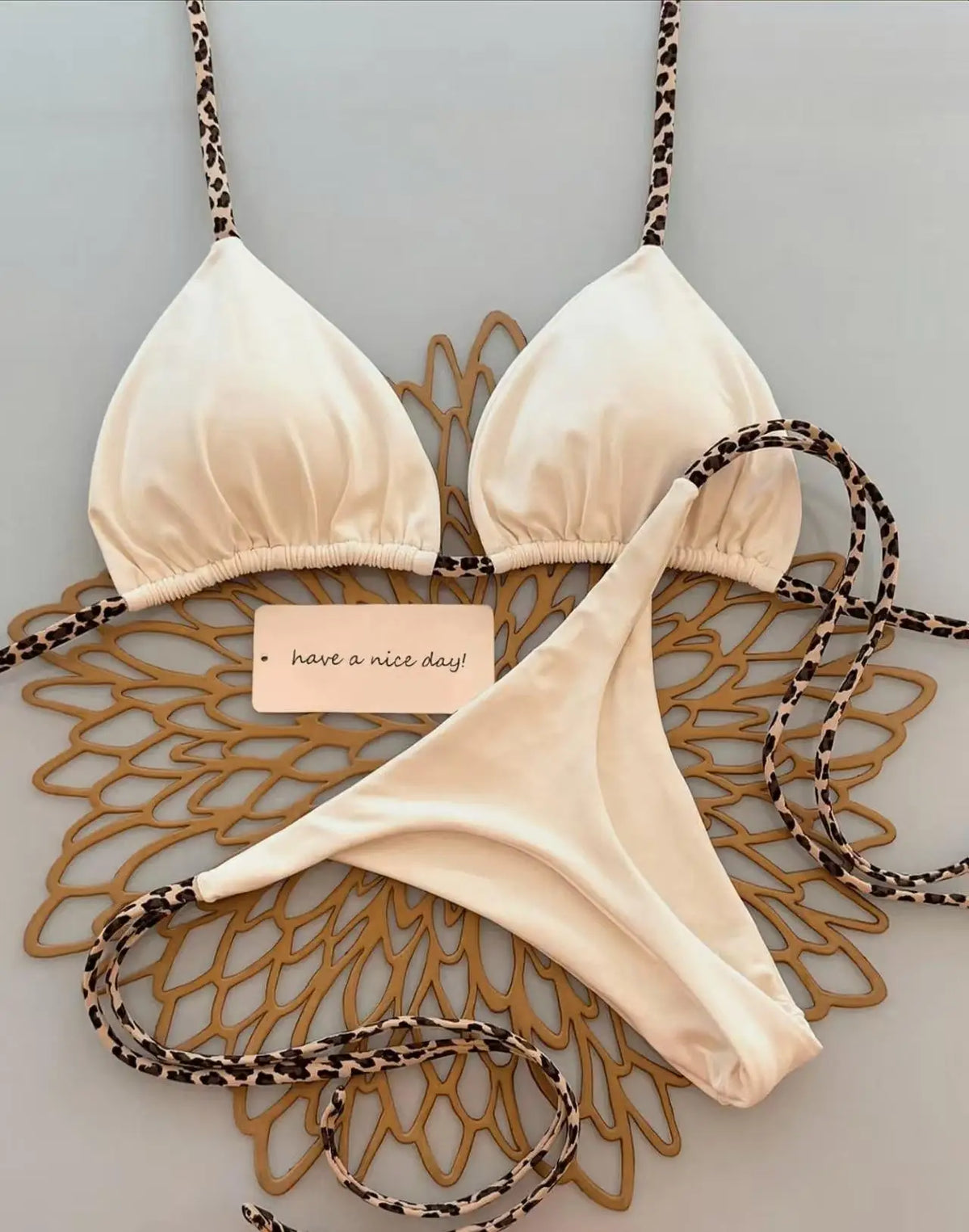 Sexy Bikini Women's Swimsuit Strap Halter Neck Triangle Cup Beachwear Pure Color Cheeky Two Piece Swimsuits Bathing Swimwear
