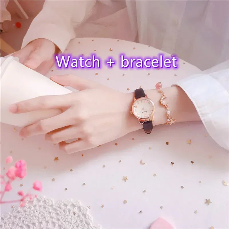 2023 Fashion Kids Love quadrante digitale orologio per bambini Set cinturino in pelle orologi al quarzo orologio per ragazze per bambini orologio per bambini + braccialetto