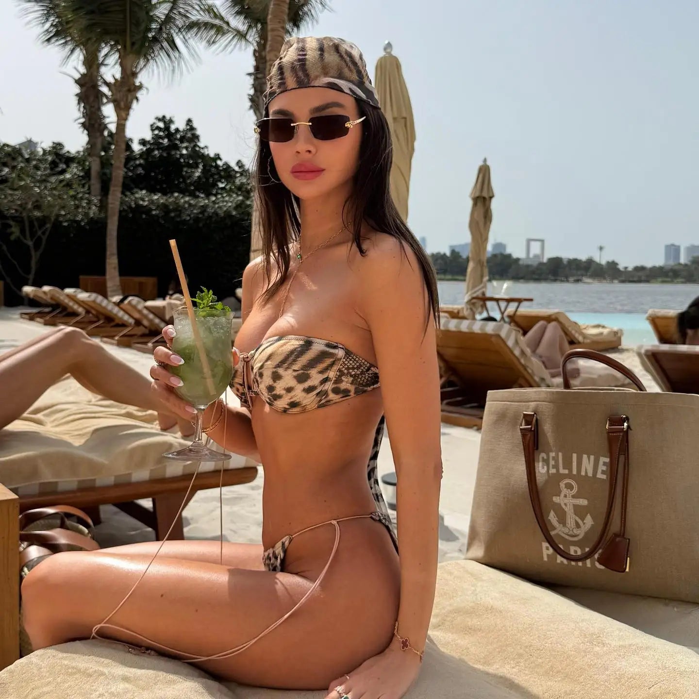 Costume da bagno sexy Bikini Donna Costumi da bagno con stampa leopardata Anello dorato Costume da bagno a due pezzi con gamba alta Costumi da bagno con spalline Biquini