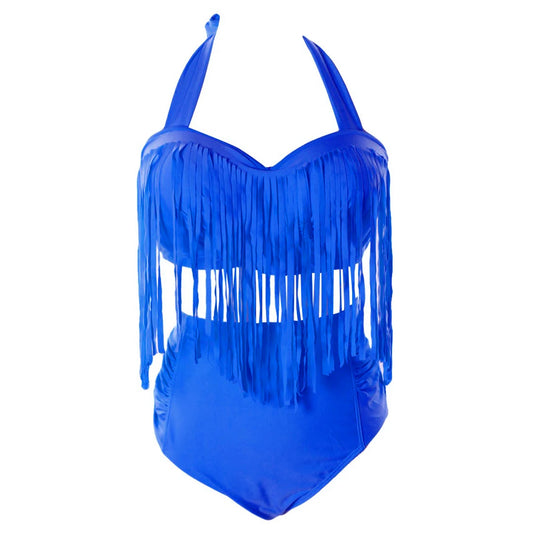 Quasten Bikini Badeanzug 2-teilig Bademode Sommer Strandmode Sexy Damen Einfarbiger Badeanzug Plus Size Badeanzüge