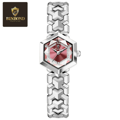 BINBOND Orologi da donna eleganti delle migliori marche Orologio da polso da donna con specchio a rombo alla moda Orologio al quarzo originale con quadrante con diamanti impermeabile