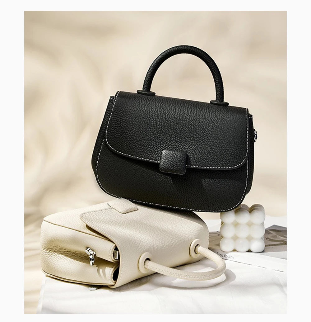 Zency Borsa a tracolla piccola semplice in vera pelle con manico superiore Borsa a tracolla firmata da donna Borsa a tracolla Bolsa 2025 Sac