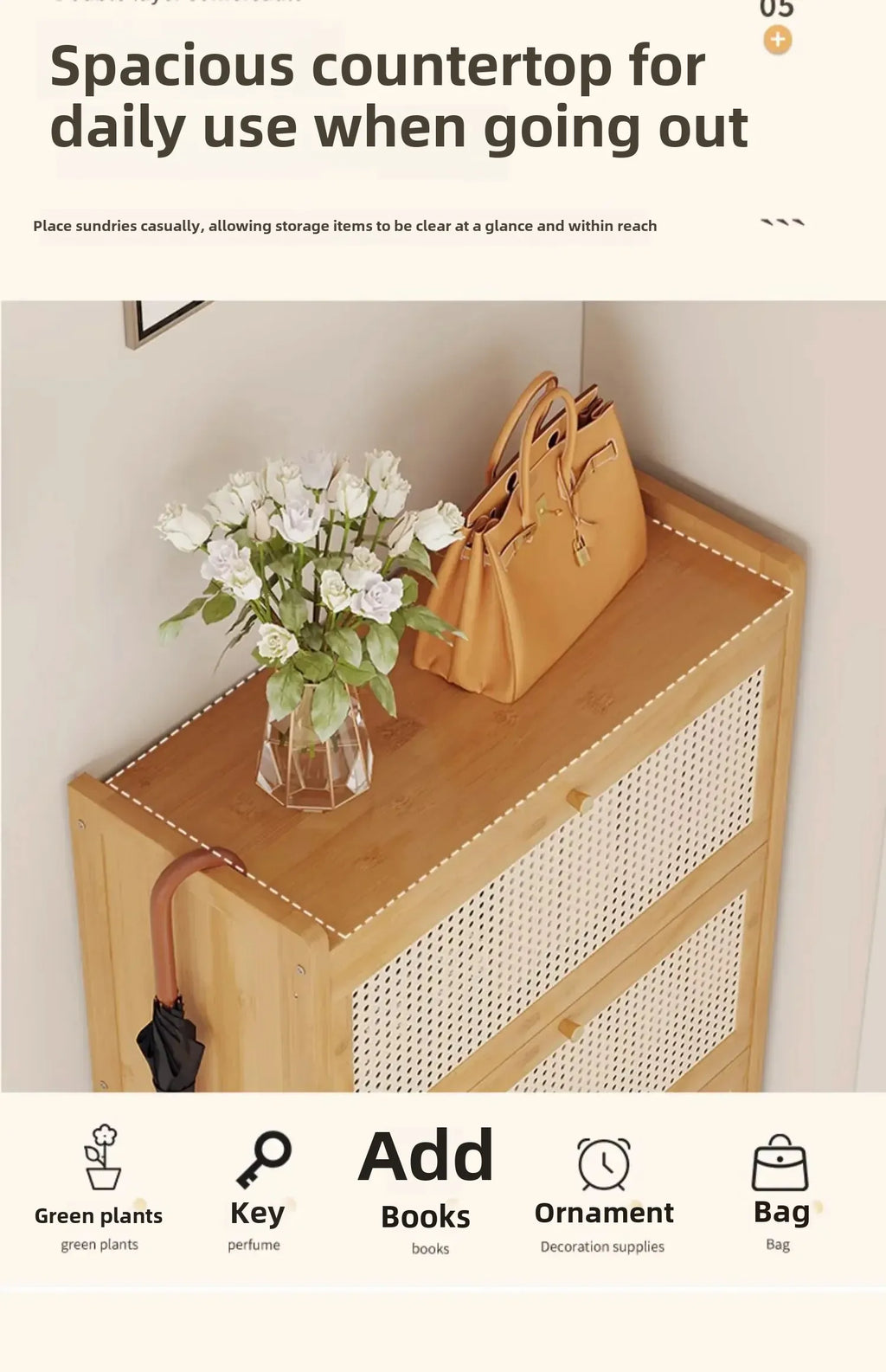 Bamboo Multi-layer Shoes Organization Rattan Flip Shoe Rack Living Room Against The Wall Boot Shelf Versatile Storage Cabinet