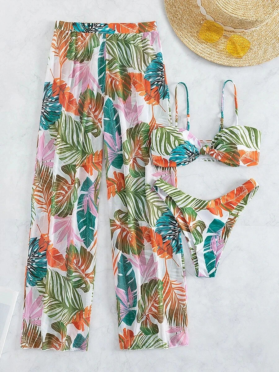 Bikini a 3 Pezzi 2026 Costume da Bagno Stampato Sexy per Donna con Pantaloncini da Spiaggia