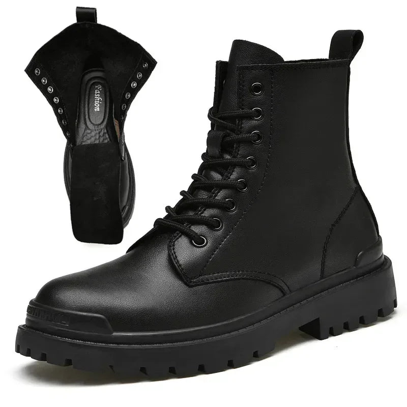 Stivali da moto in vera pelle da uomo Stivaletti da neve caldi invernali Scarpe da esterno di qualità da uomo Scarpe da passeggio per il tempo libero Taglia grande 38-48