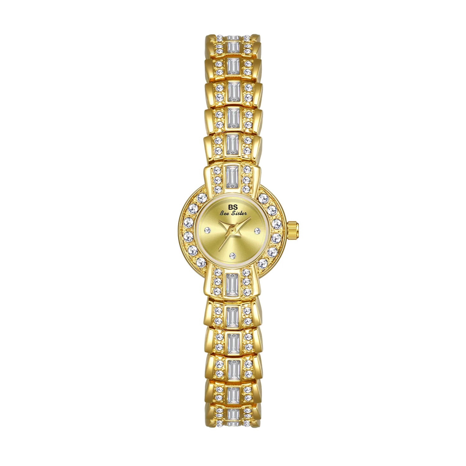 BS orologi da donna 2025 orologio da polso da donna elegante di lusso orologio da polso al quarzo con strass in argento dorato orologio da donna Vintage piccolo