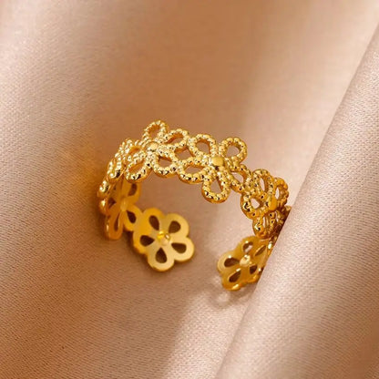 Anelli con fiori grandi esagerati in acciaio inossidabile per le donne Anello da dito con girasole color oro Regalo di gioielli estetici di moda femminile