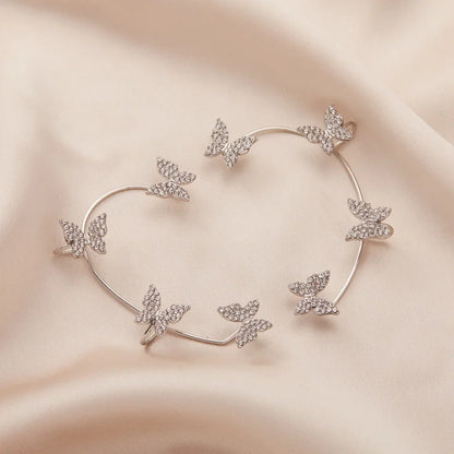 Clip per orecchio a farfalla in stile coreano senza piercing per le donne Orecchini a clip per polsino dell'orecchio con zirconi scintillanti Regali di gioielli per feste di nozze